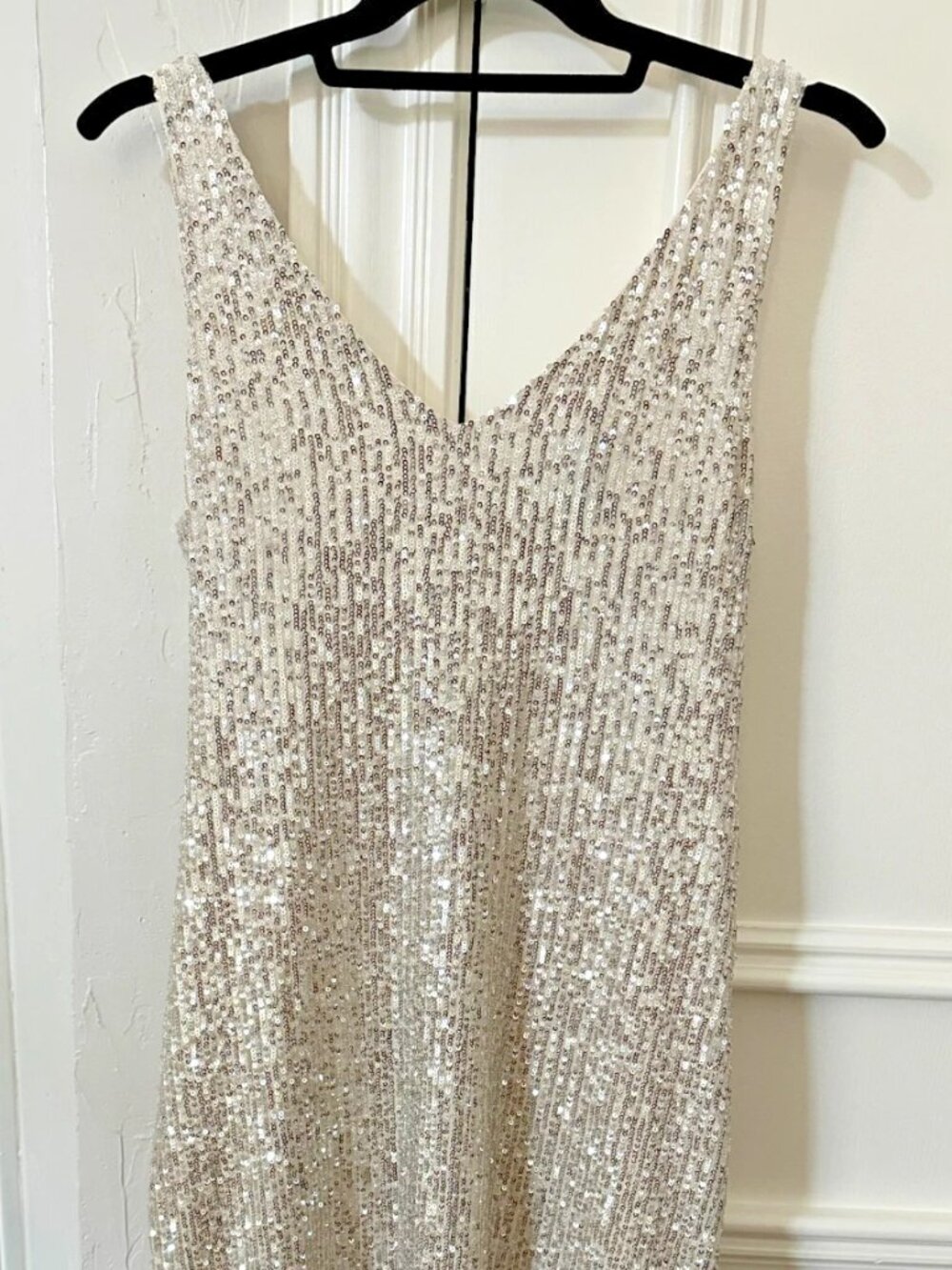 Silver Sequin Dress Womens Small Sleeveless Midi Gatsby Party Glam Lightweight